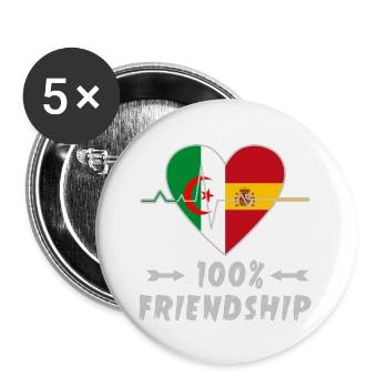 Algeria and Spain 100% friendship - Buttons large 2.2''/56 mm (5-pack) - white - Front