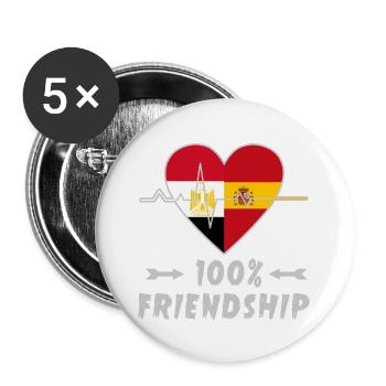 Ägypten und Spanien 100% Freundschaft - Buttons groß 56 mm (5er Pack) - Weiß - Vorne