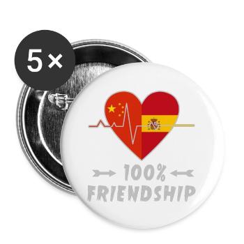China and Spain 100% friendship - Buttons large 2.2''/56 mm (5-pack) - white - Front