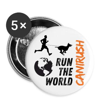 Canicross run the world - Lot de 5 grands badges (56 mm) - blanc - Devant