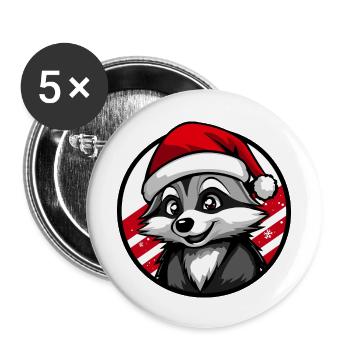 Raccoon Christmas Animal - Buttons large 2.2''/56 mm (5-pack) - white - Front