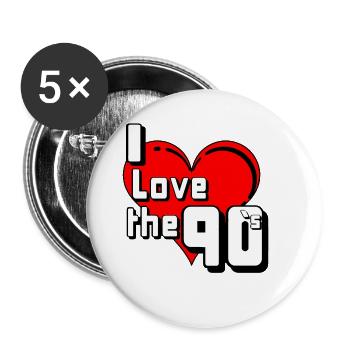 90s Party , Theme Party , 90s Love (25) - Buttons large 2.2''/56 mm (5-pack) - white - Front