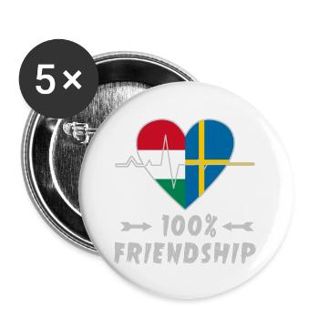Hungary and Sweden 100% friendship - Buttons large 2.2''/56 mm (5-pack) - white - Front