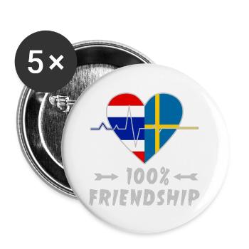 100 % amitié entre la Thaïlande et la Suède - Lot de 5 grands badges (56 mm) - blanc - Devant