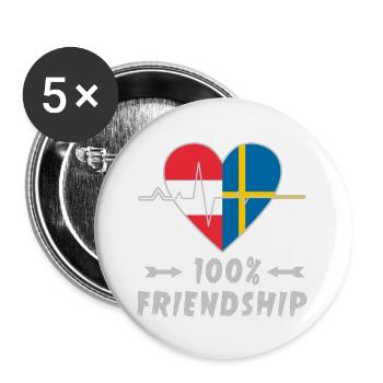 Austria and Sweden 100% friendship - Buttons large 2.2''/56 mm (5-pack) - white - Front