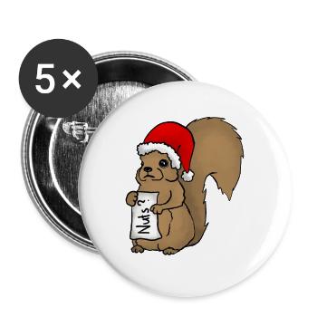 Christmas squirrel - Buttons large 2.2''/56 mm (5-pack) - white - Front
