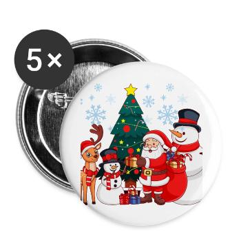 Weihnachtsdesign für Weihnachtsgeschenke Weihnacht - Buttons groß 56 mm (5er Pack) - Weiß - Vorne