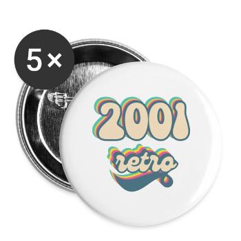 2001 Retro Geschenkidee - Buttons groß 56 mm (5er Pack) - Weiß - Vorne