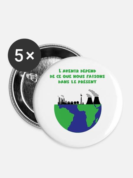 Planet Erde - Buttons groß 56 mm (5er Pack) - Weiß
