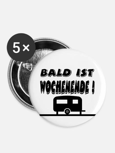 Camping - Buttons groß 56 mm (5er Pack) - Weiß