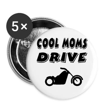 Motocyclette - Lot de 5 grands badges (56 mm) - blanc - Devant