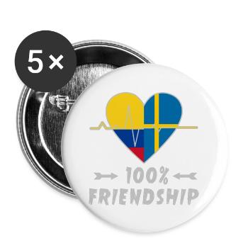 Colombia and Sweden 100% friendship - Buttons large 2.2''/56 mm (5-pack) - white - Front