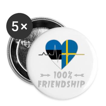 Estonia and Sweden 100% friendship - Buttons large 2.2''/56 mm (5-pack) - white - Front