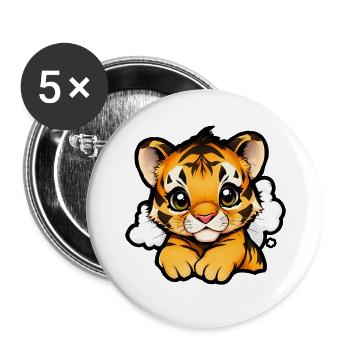 Bébé tigre ludique dans un paysage de rêve nuageux - Lot de 5 grands badges (56 mm) - blanc - Devant