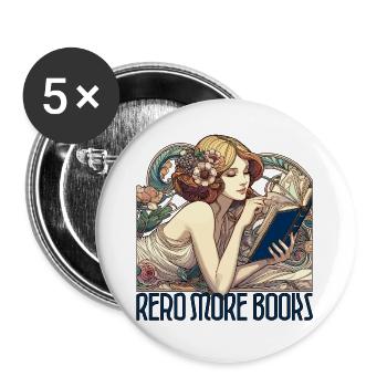 Read more Books Art Nouveau Woman Book Reading - Buttons large 2.2''/56 mm (5-pack) - white - Front