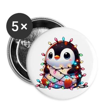 Clumsy Christmas penguin tangled in - Buttons large 2.2''/56 mm (5-pack) - white - Front