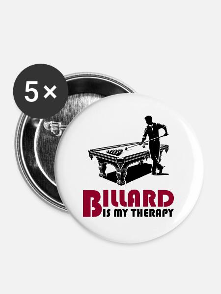 Billard ist meine Therapie - Buttons groß 56 mm (5er Pack) - Weiß