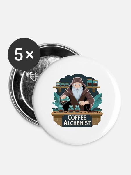 Kaffee-Alchemist - Buttons groß 56 mm (5er Pack) - Weiß