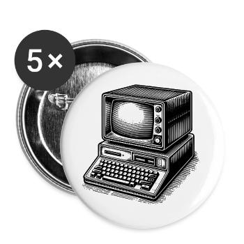 Classic retro PC - Buttons large 2.2''/56 mm (5-pack) - white - Front