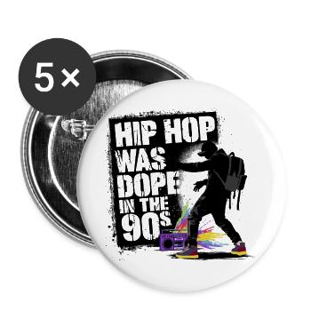 Retour aux années 90 – Hip-Hop Oldschool - Lot de 5 grands badges (56 mm) - blanc - Devant