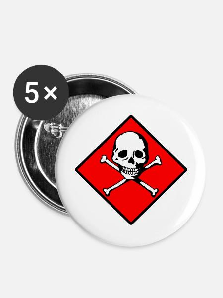 Schädel und Knochen - Buttons groß 56 mm (5er Pack) - Weiß