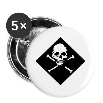 Skull and bones - Buttons large 2.2''/56 mm (5-pack) - white - Front
