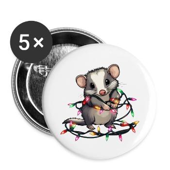 Opossum Christmas - Buttons large 2.2''/56 mm (5-pack) - white - Front