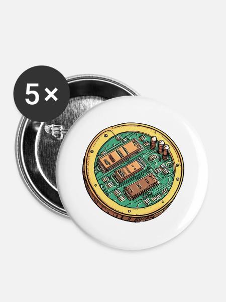 Tech-Kern: Herzstück der Zukunft! - Buttons groß 56 mm (5er Pack) - Weiß