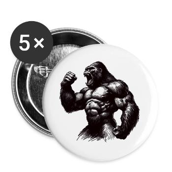 Forte motivation de gorille poing serré cadeau - Lot de 5 grands badges (56 mm) - blanc - Devant