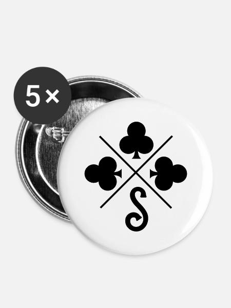 Glücksklee-Buchstabe - Buttons groß 56 mm (5er Pack) - Weiß