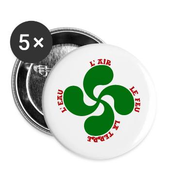Lauburu verte - croix basque et signification - Lot de 5 grands badges (56 mm) - blanc - Devant