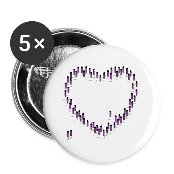 Menschenmenge Herz Zusammenhalt Gemeinschaft lila - Buttons groß 56 mm (5er Pack) - Weiß - Vorne