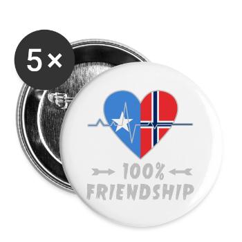 Somalia und Norwegen 100% Freundschaft - Buttons groß 56 mm (5er Pack) - Weiß - Vorne