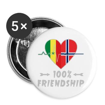 100 % amitié entre le Sénégal et la Norvège - Lot de 5 grands badges (56 mm) - blanc - Devant