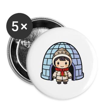 iglu eskimo mädchen - Buttons groß 56 mm (5er Pack) - Weiß - Vorne