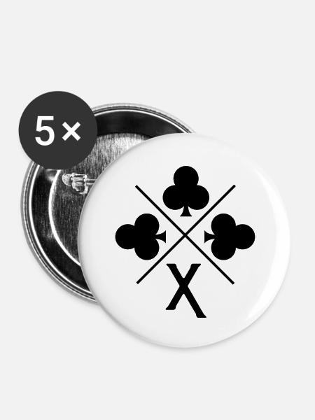 Glücksbuchstabe x Klee - Buttons groß 56 mm (5er Pack) - Weiß
