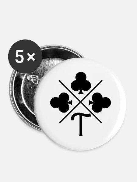 Buchstabe t Glücksklee - Buttons groß 56 mm (5er Pack) - Weiß