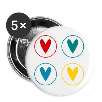 LIEBE. PAAR. GERADE VERHEIRATET. Junggesellinnenabschied. VALENTINSTAG. - Buttons groß 56 mm (5er Pack) - Weiß - Vorne