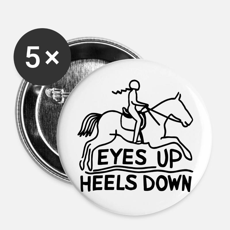 Les yeux vers le haut, les talons vers le bas - Lot de 5 grands badges (56 mm) - blanc