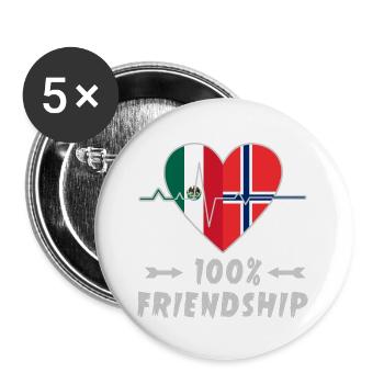 Mexico and Norway 100% friendship - Buttons large 2.2''/56 mm (5-pack) - white - Front