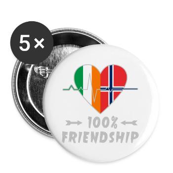 Ireland and Norway 100% friendship - Buttons large 2.2''/56 mm (5-pack) - white - Front