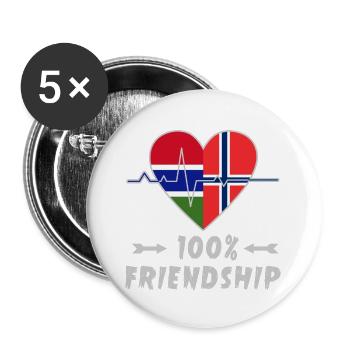 Gambie et Norvège : amitié à 100 % - Lot de 5 grands badges (56 mm) - blanc - Devant