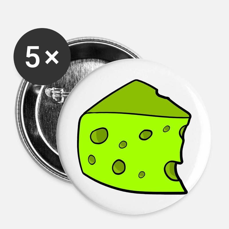 Green cheese - Buttons large 2.2''/56 mm (5-pack) - white