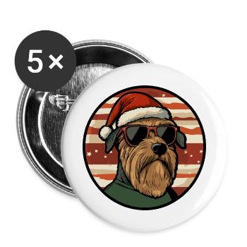 Airedale Terrier Hund Weihnachten Cool - Buttons groß 56 mm (5er Pack) - Weiß - Vorne