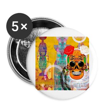 Crâne d’or - Lot de 5 grands badges (56 mm) - blanc - Devant