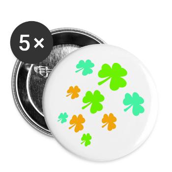 Shamrock Many Three-Leaf Leaves Green Pattern - Buttons large 2.2''/56 mm (5-pack) - white - Front