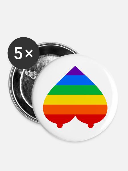 Regenbogen - Buttons groß 56 mm (5er Pack) - Weiß
