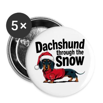 Dachshund in Holiday Sweater with Santa Hat - Buttons large 2.2''/56 mm (5-pack) - white - Front