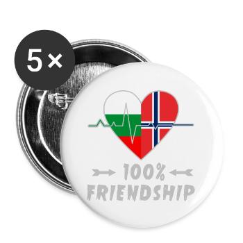 Bulgaria and Norway 100% friendship - Buttons large 2.2''/56 mm (5-pack) - white - Front