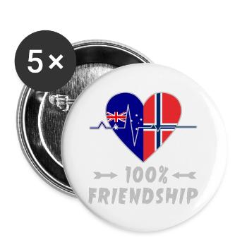 Australien und Norwegen 100% Freundschaft - Buttons groß 56 mm (5er Pack) - Weiß - Vorne